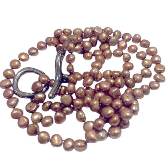 Simon Sebbag Rose Gold and Bronze Stone Bead with Silver Toggle - Picture 2 of 4